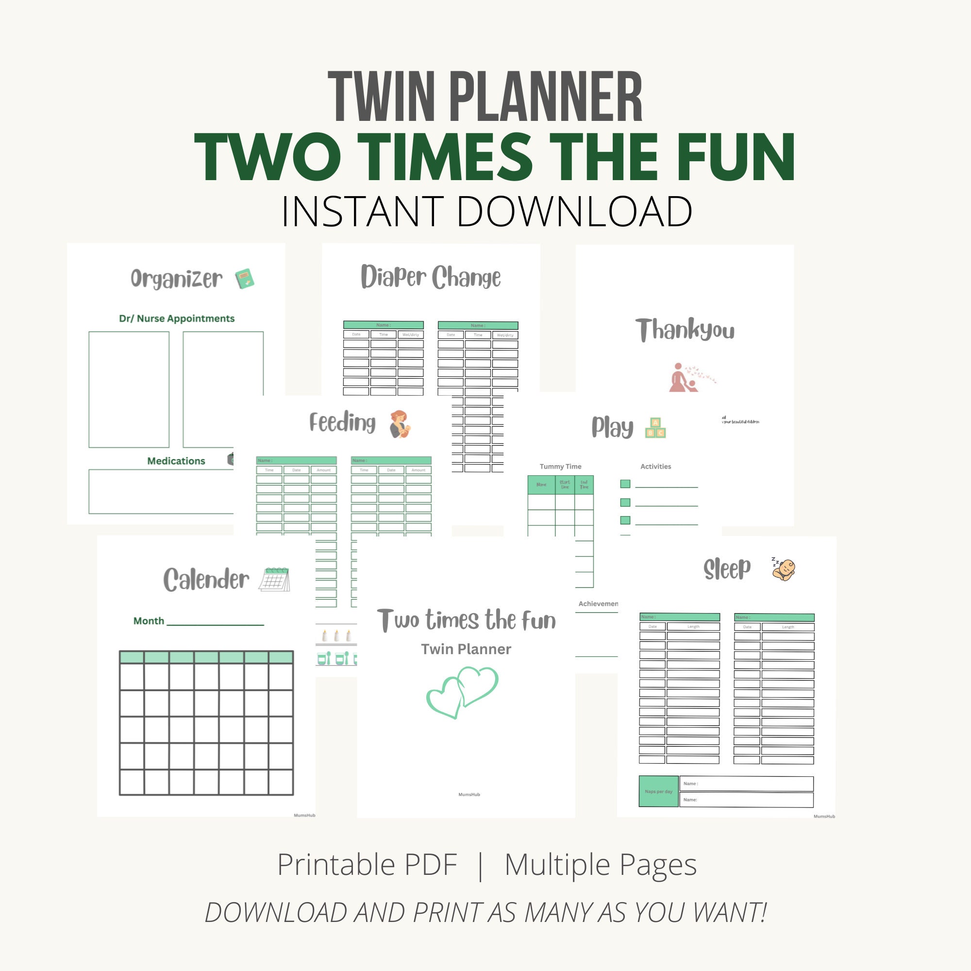 Newborn Twins Daily Tracker Printable Twin Baby Tracker Twin - Etsy