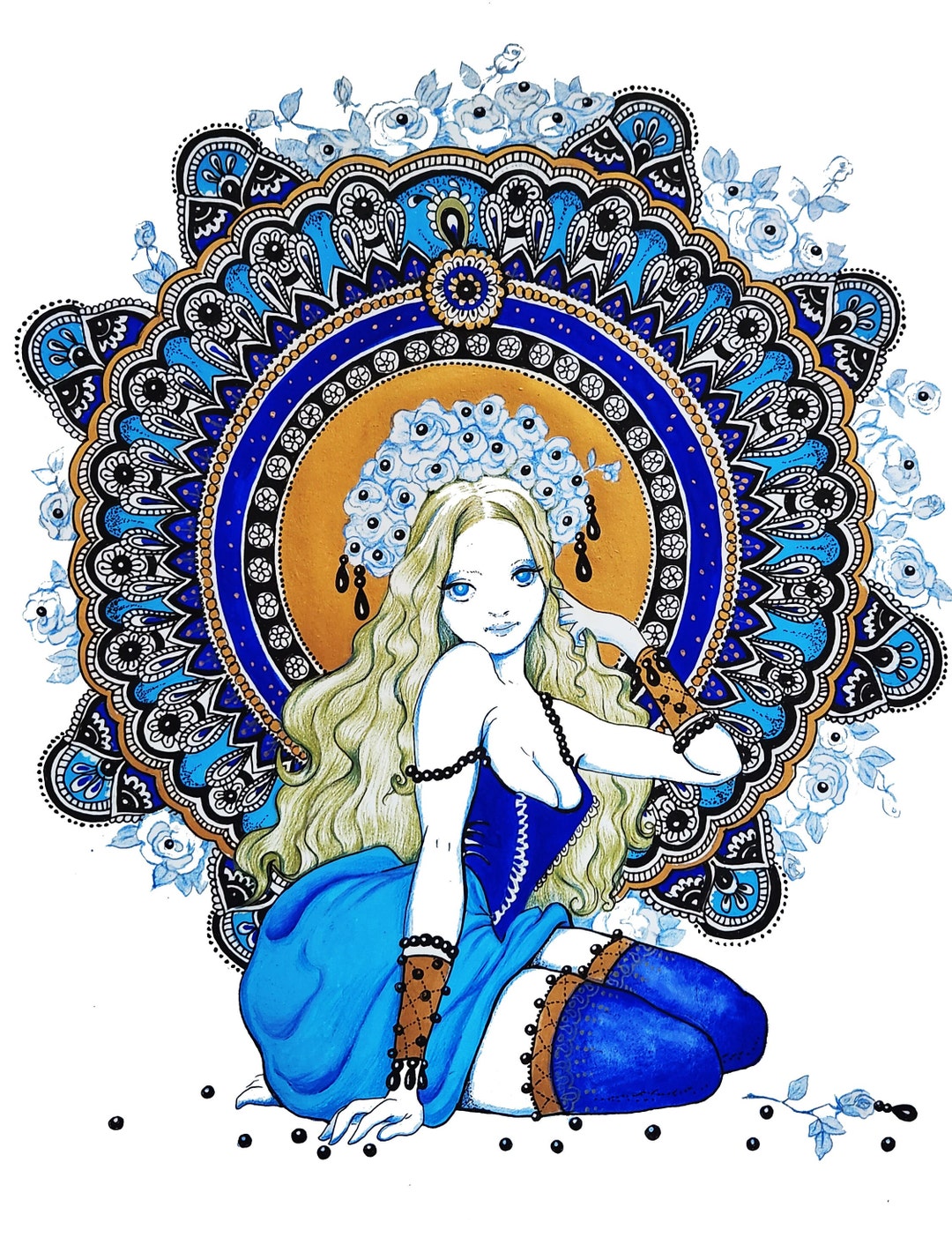 Blue Rose Dream Mandala Etsy