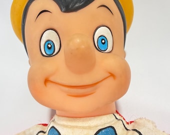 Marioneta de mano de Pinocho de Walt Disney Productions, de la década de 1960, fabricada en Japón (número de pieza 1025-33).