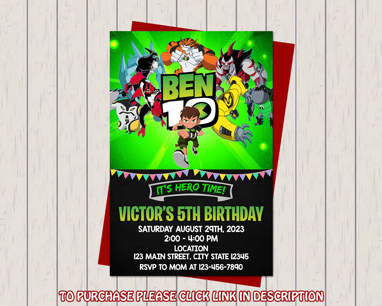 Ben 10 Birthday Invitation Ben 10 Invitation Digital - Etsy