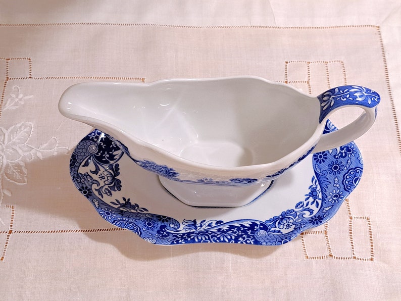 Spode Italian England Gravy Boat & Underplate Blue and White Etsy