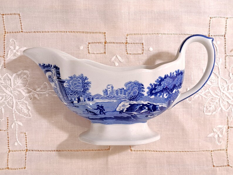 Spode Italian England Gravy Boat & Underplate Blue and White Etsy