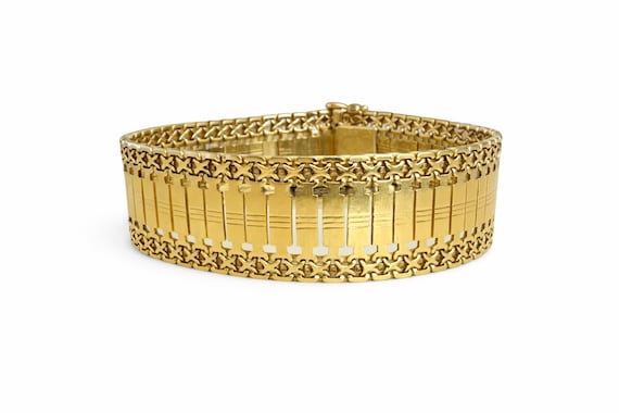 Vintage Estate 18Kt Gold Bracelet Heavy Wide Gold Bracelet 33g Estate Gold Bracelet Statement Vintage Gold Jewelry
