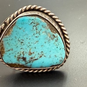 Vintage Sterling Silver Turquoise Ring – Southwest Native Style Jewelry, Size 5.5, Southwestern Boho Statement Piece. Birthday Gift For Her