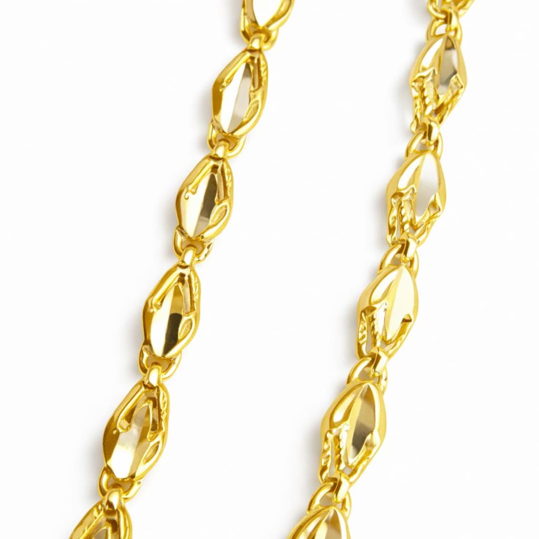 ト*ヤ様 VINTAGE CHAIN 90s Vintage 10kt Gold Turkish Link Chain Necklace: Diamond Cut, 24