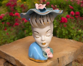 ヴィンテージ レディヘッド花瓶、新品 60年代 モッド花瓶、ベビー 