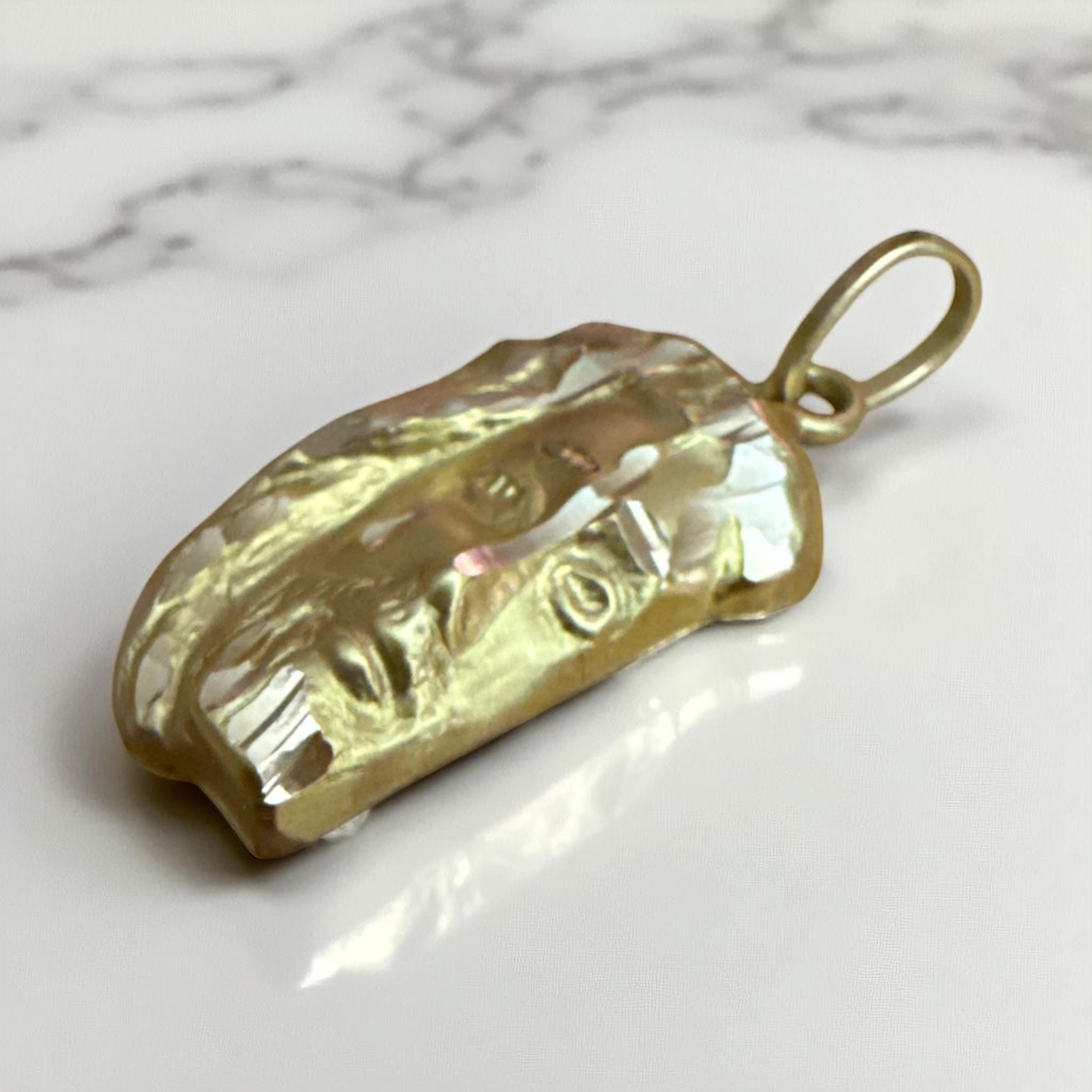 21K Gold Jesus Face Pendant: Vintage Religious Charm - Etsy