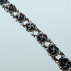 Vintage Sterling Silver Rose Bracelet: Floral Statement Jewelry, 7.5&quot;