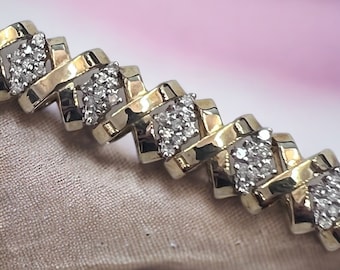Vintage Zustand 14K Gelbgold Diamant XO Tennis Armband - 2.20ctw