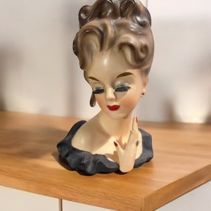 Vintage Retro 7 Inch INARCO E-1753 Collectible Blonde Lady Head Vase Planter RARE
