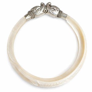 Handsnidad snäcka och elefantarmband i sterlingsilver 925 i vintagestil