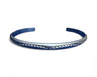 Minimalist Sterling Silver Cuff Bracelet: Adjustable Vintage Bangle 925
