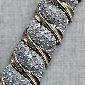 Vintage 10 karat, yellow and white gold diamond bracelets, 7 carats total weight