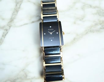 Vintage Lady's Rado Intergral Diamond Watch Keramisch Saffierkristal Zwitsers Dameshorloge Zwart Keramisch Rado Estate Watch
