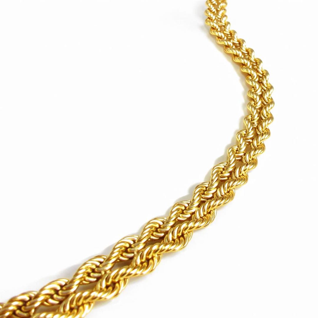 Vintage 14kt Yellow Gold Double Rope Chain Bracelet - 7 Inches 80s ...