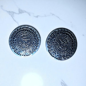 Vintage Sterling Silver Aztec Sun Earrings: Taxco Mexico 925 Studs