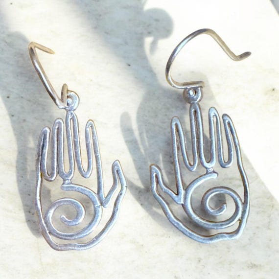 Sterling Silver  925 Reiki Hand Earrings: Boho Spiritual Jewelry