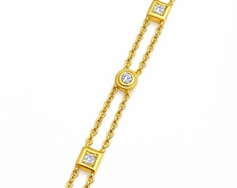 Pulsera de tenis vintage Penny Preville de oro de 18 quilates con diamantes: Joyería de diseño vintage
