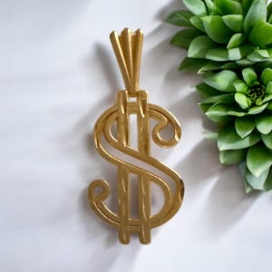 Pendentif vintage à breloques signe dollar en or jaune 14 ct