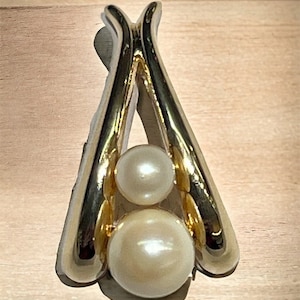 Vintage cultured pearl pendant slide 14kt yellow gold