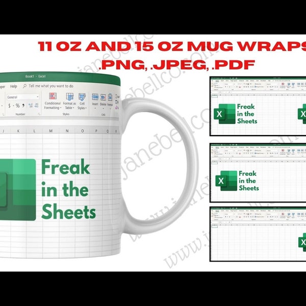Freak in the Sheets Mug Wrap for 11oz and 15oz mugs Digital Download PNG, JPEG, & PDF| Flat design and individual elements | Accountant Gift