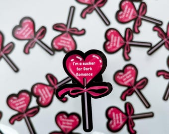 Rosa Lollipop Mörk Romantik Klistermärke, Bokinspirerad Klistermärke, Läspresent, Bokälskare Klistermärke, Söt
