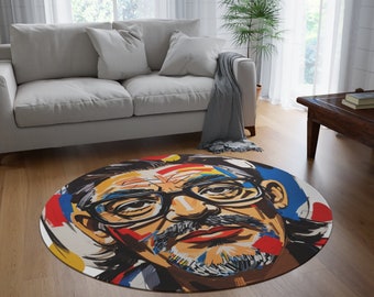 Round Rug Designer Artist 60" Large Rug for Any Space In your Home or Office