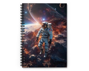Spiral Notebook Journal - Ruled Line Astronaut Notebook meticulously crafted to capture the essence of space exploration.