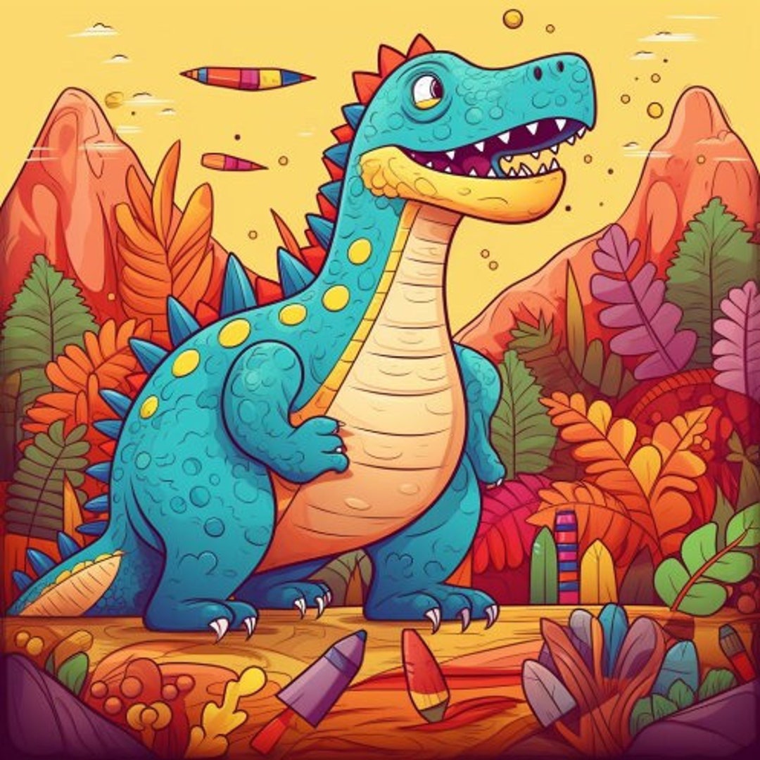 coloring-book-pages-for-kids-dinosaur-cute-awesome-etsy