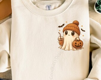Halloween-spooksweater Coffee Ghost-sweater Halloween-sweater dames Viral Fall-sweater Kawaii Ghost Spooky Season-sweater
