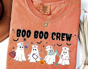 Comfort Colors® Halloween Nurse Shirt Boo Boo Crew Nurse Gift Spooky Season Shirt Nurse Group Shirt ER Peds Nurse Halloween Nursing Student