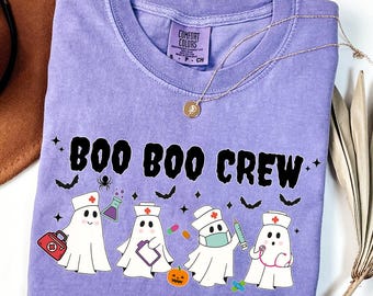 Comfort Colors® Halloween Nurse Shirt Boo Boo Crew Nurse Gift Spooky Season Shirt Nurse Group Shirt ER Peds Nurse Halloween Nursing Student
