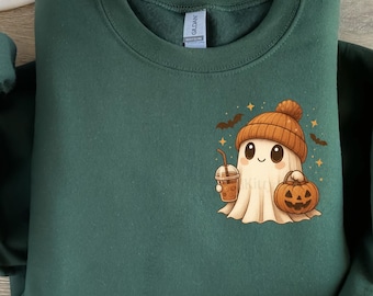 Halloween-spooksweater Coffee Ghost-sweater Halloween-sweater dames Viral Fall-sweater Kawaii Ghost Spooky Season-sweater