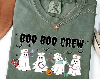 Comfort Colors® Halloween Nurse Shirt Boo Boo Crew Nurse Gift Spooky Season Shirt Nurse Group Shirt ER Peds Nurse Halloween Nursing Student