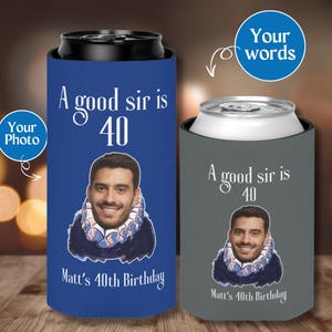 Custom Birthday Can Coolers Vintage Painting Photo Personalized Party Favor Customizable Beer Sleeve 30th 40th 50th Royal Portrait Cooler