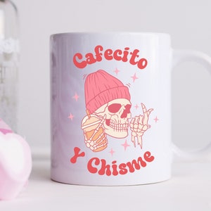 Cafecito Y Chisme Coffee Mug, Colorful Mexican Theme Coffee Cup, Pink Concha Mug, Latina cafe Chula Chismosa Cabrona Chingona Perrona Toxica