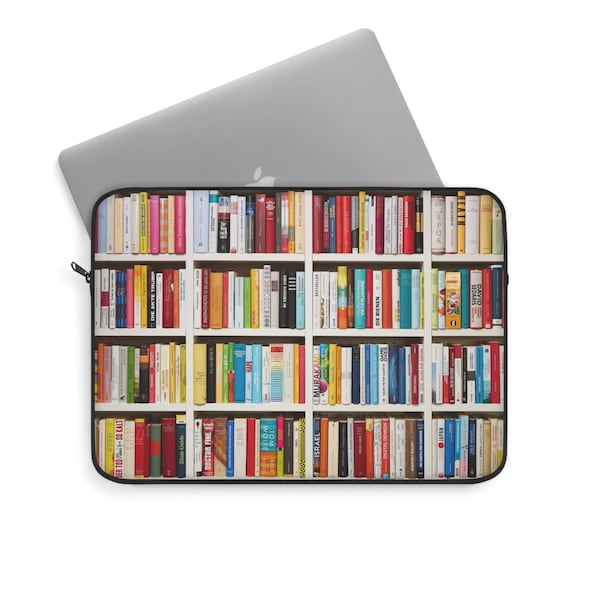Book Lover Quality Laptop Pouch, Booksleeve Book Case Laptop Sleeve, Gift For Book Lover, Book Shelf Macbook Case13, Laptop Bookish Things