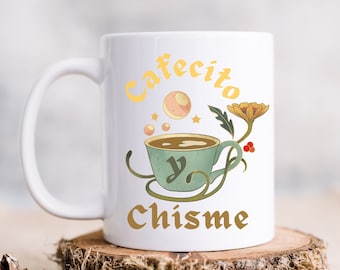 Cafecito Y Chisme Coffee Mug, Colorful Mexican Theme Coffee Cup, Purple skull Mug Latina cafe Chula Chismosa Cabrona Chingona Perrona Toxica