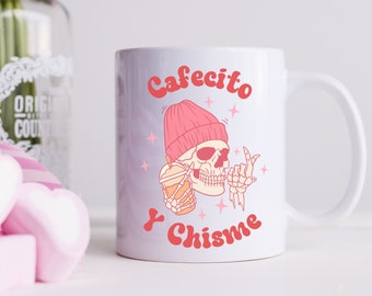 Cafecito Y Chisme Coffee Mug, Colorful Mexican Theme Coffee Cup, Pink Concha Mug, Latina cafe Chula Chismosa Cabrona Chingona Perrona Toxica