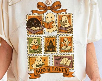 Halloween Book Lover Shirt Retro Reading Ghost Shirt Cozy Season Halloween Shirt Vintage Ghost Reading Shirt Comfort Colors® Books Ghost Tee