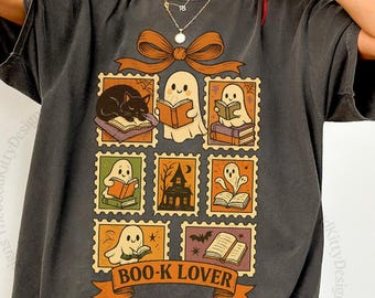 Halloween Book Lover Shirt Retro Reading Ghost Shirt Cozy Season Halloween Shirt Vintage Ghost Reading Shirt Comfort Colors® Books Ghost Tee