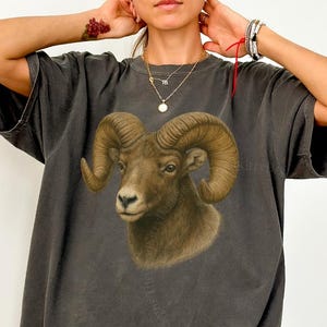 Comfort Colors® Vintage Ram Tee Retro Ram T-Shirt 90 Animal Gift For Ram Lover Lamb Shirt Retro Ram Graphic Tee Ram Horn Shirt Mountain Goat