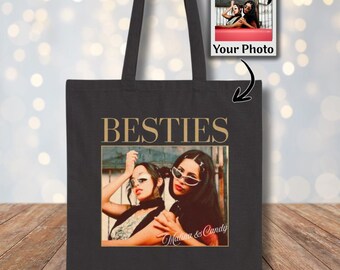 Personalized Bestie Gift Y2k Bootleg Rap Custom Photo Best Friend Tote Bag Friendship Gift Birthday Gift for Friend BFF Birthday Gift Bag