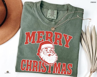 Vintage Santa Comfort Colors Shirt Retro Santa Face Shirt Viral Vintage Christmas Shirt Santa Clause Shirt Trendy Vintage Holiday Crewneck