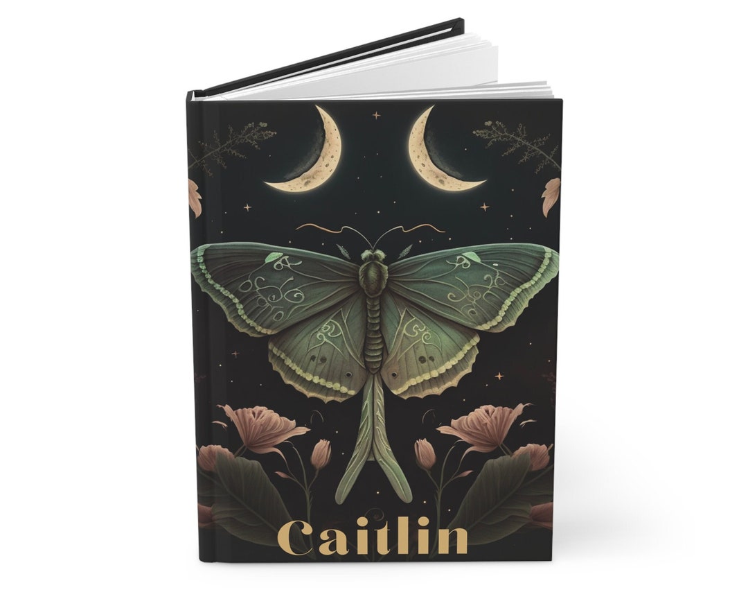 Moth Notebook Personalized Luna Moth Journal, Gremlincore Notebook, Goth Moth Lover ...