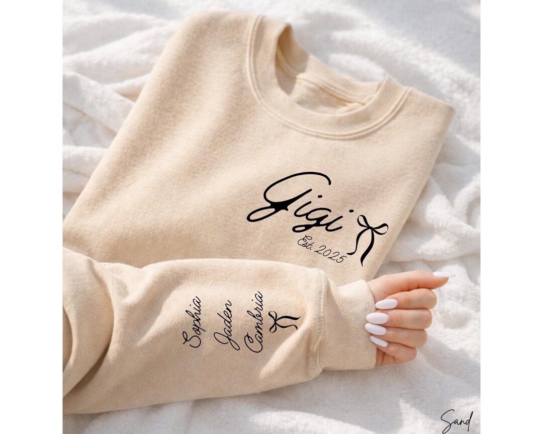 Mom Your Names R Custom Gigi Sweatshirt Personalized Grandkid Names on Sleeve Pregnancy ...