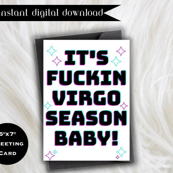 Virgo birthday card funny birthday card zodiac birthday gift virgo gift virgo card zodiac birthday card virgo season gift for her sister