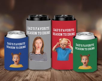Custom Fathers Day Can Cooler Personalized Kid Photo Drink Sleeve Personalized Can Cooler For Dad Slim Can Coolers Dad Can Gift For Dad