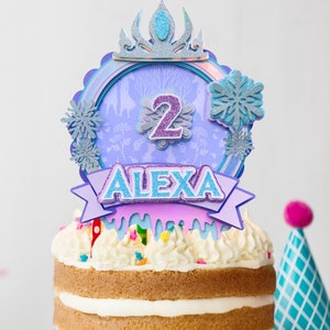 Princess Elsa Cake Topper SVG - Snow Queen Birthday Party Decor - Elsa SVG for Cake Decoration - Font & SVG Alphabet Included