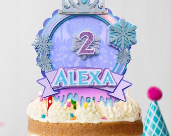 Prinzessin Elsa Cake Topper SVG – Schneekönigin Geburtstag Party Dekor – Elsa SVG für Kuchendekoration – Schriftart und SVG-Alphabet enthalten